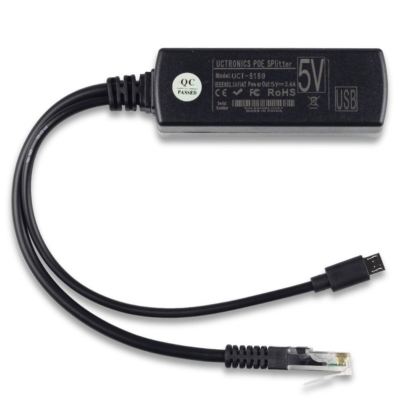 UCTRONICS IEEE 802.3af Micro USB Active PoE Splitter Power Over Ethernet 48V to 5V 2.4A for Tablets, Dropcam or Raspberry Pi 2/3B+ (48V to 5V 2.4A) - Image 3